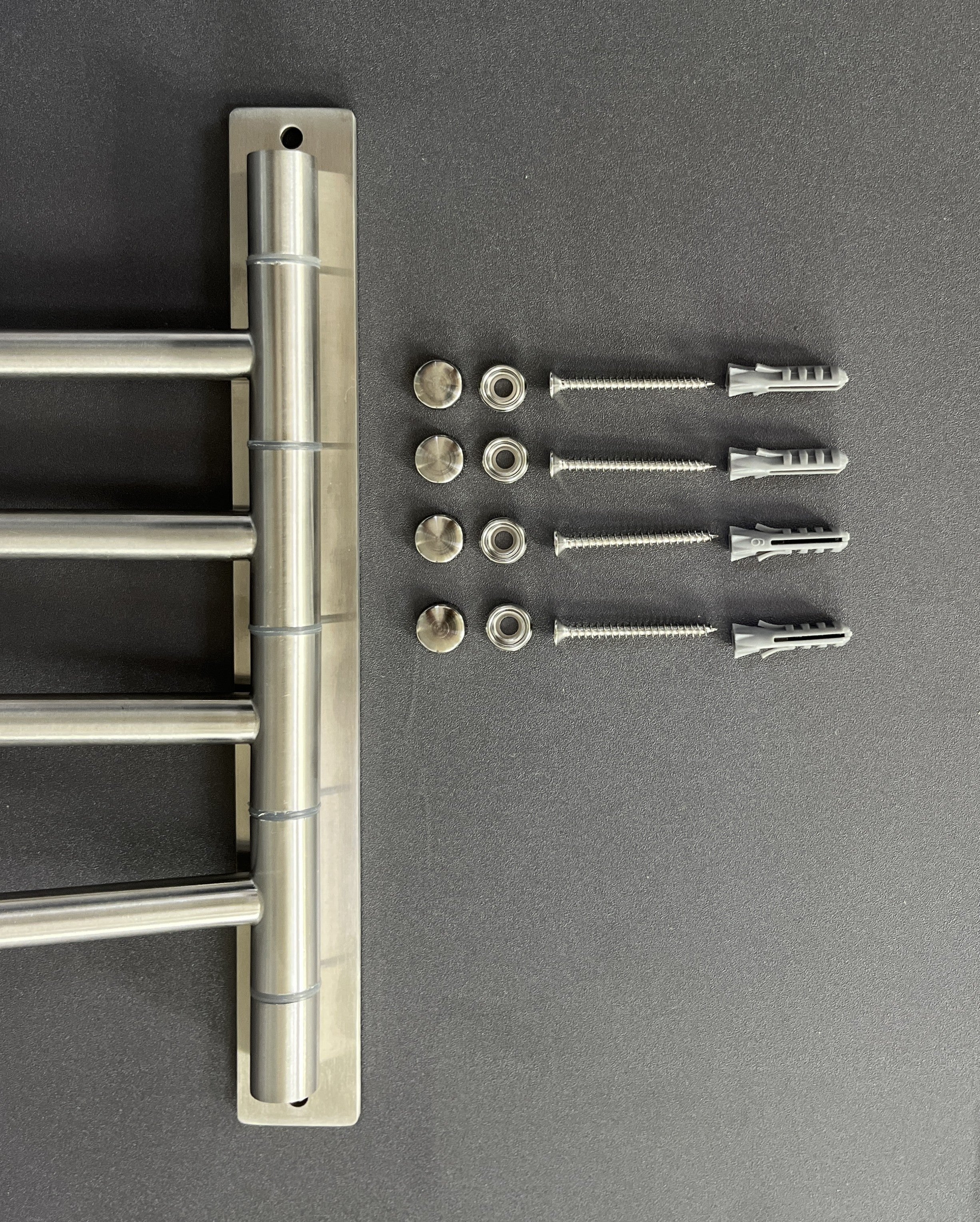 ARES 4-Arm Swivel Towel Rail SS316 | 180° Rotating Wall Mounted 50 cm