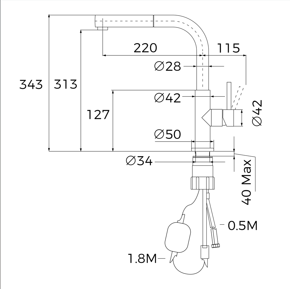 TEKA UNI 9331 pull-out kitchen tap - view 8
