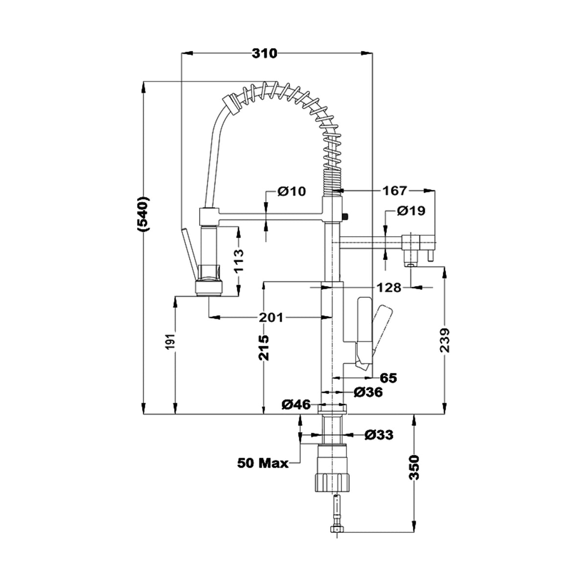 FOT 999 Professional Kitchen Mixer with spout to fill recipients