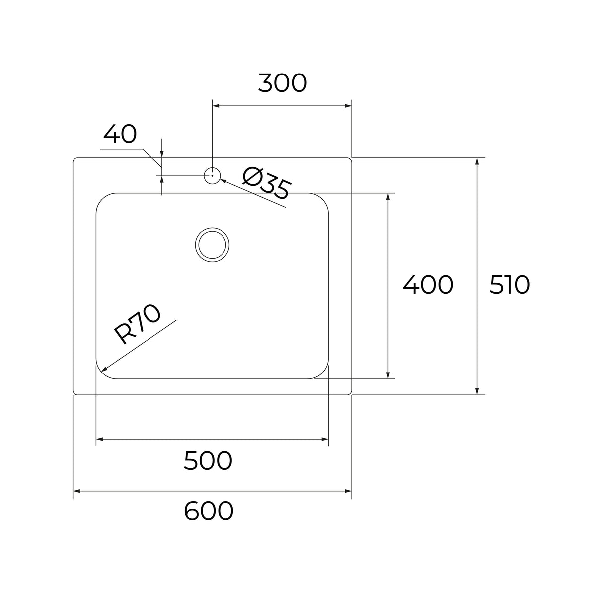 TEKA Universe 60 T-XP 1B MAX inset kitchen sink, technical drawing